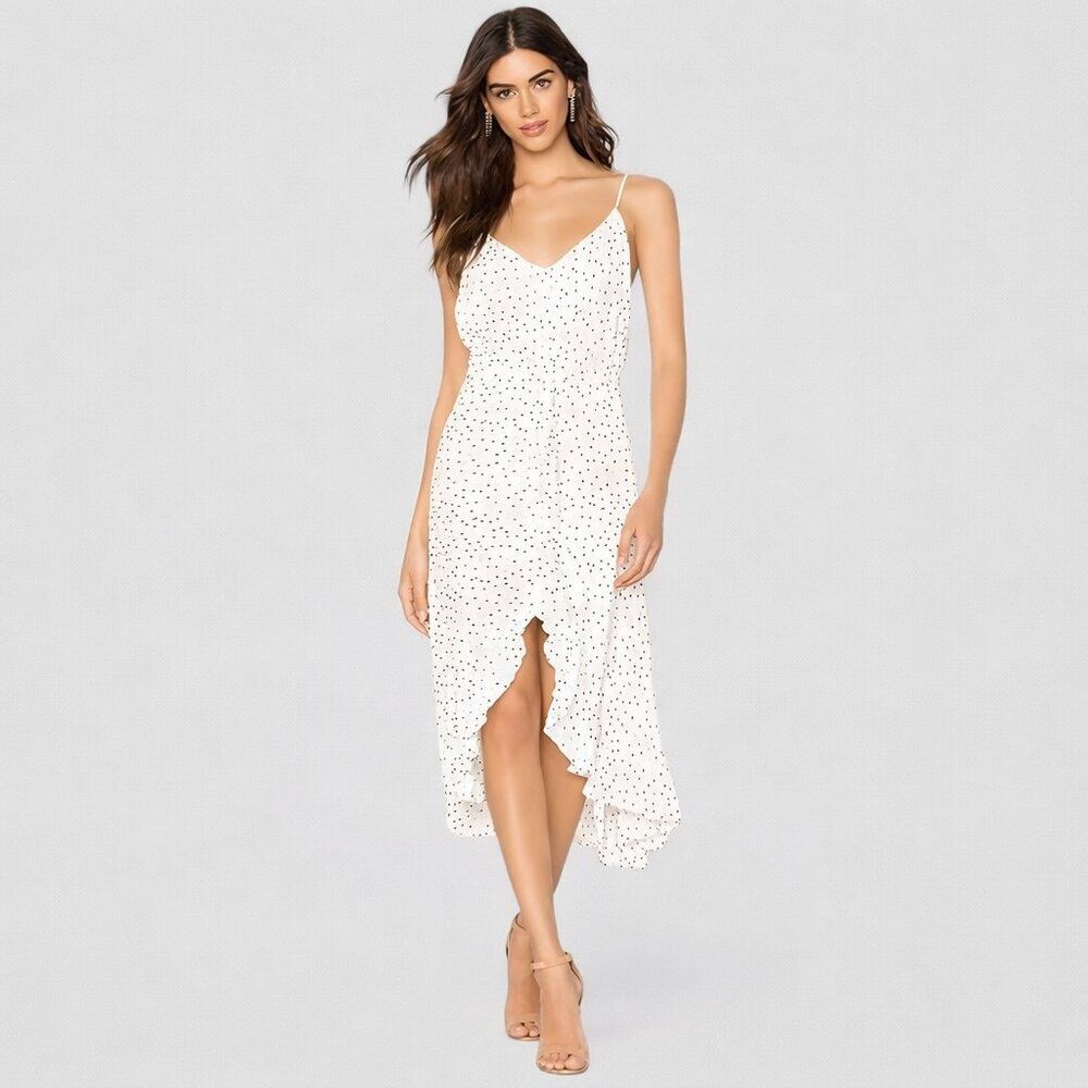 Rails Frida Midi Dress Women S Ivory Speckled Dot Rayon Ruffle Boho Chic Cottage